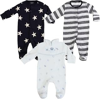 Little Peaches Newborn Baby Front Open Long Sleeve 100% Cotton Unisex Sleep Suit/Romper
