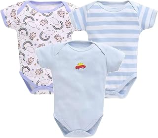 KingBorn 100% Cotton Rompers/Sleepsuits/Jumpsuit/Night Suits for Baby Boys & Girls, Infants, New Borns Pack Of 3