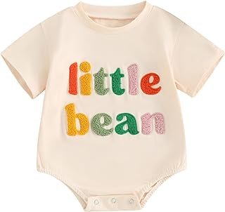 Laiyqifaudy Newborn Baby Boy Girl Romper Little Bean Short Sleeve Bubble Bodysuit Summer Oversized Sweatshirt Clothes