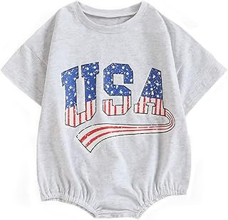 Ayalinggo 4th of July Baby Outfit Boy Girl My First Fourth of July Bubble Romper Oversized Onesie Toddler USA Clothes