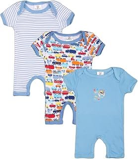 TiniBerry100% Cotton Rompers/Sleepsuits/Jumpsuit/Night Suits for Baby Boys & baby Girls, New-Born, infants, Pack of 3 Combo