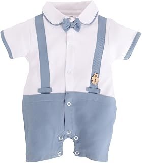 BabyGo Half Sleeves Baby Romper| 100% Cotton Rompers for New Born Baby| Baby Dress | Onesies| 6-12M| SKY| Infant Clothes