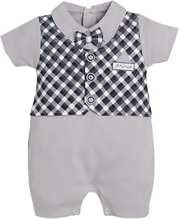BabyGo 100% Cotton Romper/Summer clothes/Creeper/new born/infent wear/for baby Boys (6-9, GREY4)