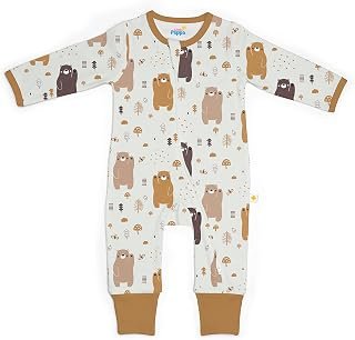 Little Peppa Baby Boy/Girl 100% Cotton Romper, Jumpsuit, Pajamas with Open-feet (cuff), with 2-way Zipper