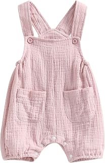 Sasaerucure Infant Baby Girl Boy Romper Pants Linen Sleeveless Jumpsuit Bib Overalls One Piece Outfit Clothes