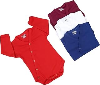 Sponsored Ad - Cocoon Organics Kimono-style full-sleeve Bodysuit romper (Pack of 4) White, Red, Blue, Wine-red