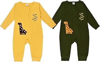 COYOTX cotton romper for baby boys | jumpsuit for kids | sleepsuit for babies | Embroidered romper | long sleeve winter cl...