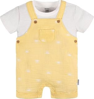 Gerber Unisex Baby Gauze Overall Romper And T-Shirt Set