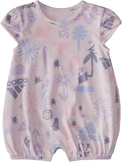 adidas girls Short Sleeve Printed Shortie Romper