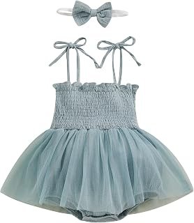 Bingqiling Newborn Infant Baby Girl Summer Romper Dress Outfit with Headdress Toddler Floral Casual Tie-up Jumpsuit