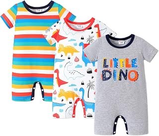 Sponsored Ad - PATPAT 3-Pack Baby Boys' Girls Short Sleeve Rompers Bodysuit Unisex Baby Jumpsuit Infant Girls Clothes Outfits