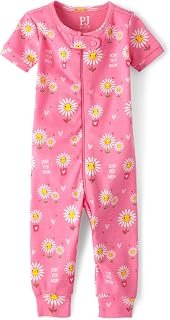 The Children's Place Baby Girls' and Toddler Snug Fit 100% Cotton Short Sleeve Zip-Front One Piece Footless Pajama