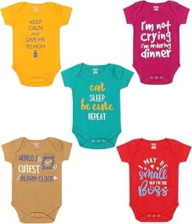 kiddeo baby boys and baby girls bodysuit (03)(pack of 5)