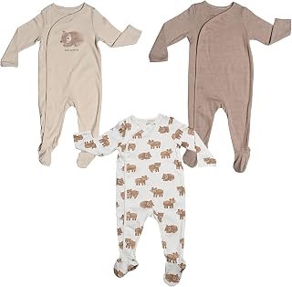 Little Peaches Pure Cotton Baby Sleepsuits, Baby Rompers/Bodysuits/Jumpsuits, Snap Buttons, PACK of 3, Brown