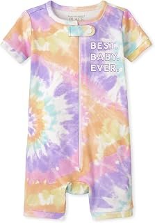 The Children's Place unisex baby Short Sleeve Zip front One Piece Footless Pajama