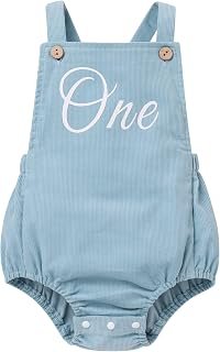 Sponsored Ad - IMEKIS Baby Girls Boys Boho 1st Birthday Outfit Backless Overalls Romper for Cake Smash Photo Shoot