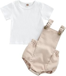 MOREELUCK Baby Boy Girl Clothes 2Pcs Suit Short Sleeve Shirt and Short Overalls Rompers 6 12 18 24 Months Baby Summer Outfits