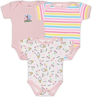 TiniBerry Cotton Baby Rompers, Bodysuits/Onesies for Newborn, Half Sleeves, Soft Fabric Pack of 3