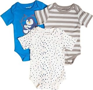 haus & kinder 100% Cotton New Born Baby Bodysuits Rompers Onesies For Boy and Girl, 3 Months - 18 Months (Pack of 3)