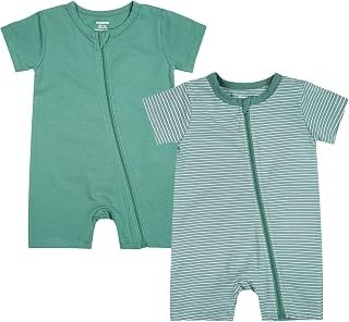 Teach Leanbh Baby Boys or Girls 2 Pack Pajamas Cotton Short Sleeve Zipper Romper Jumpsuits Sleep and Play 3-24 Months ‚Ä¶