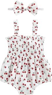 Sponsored Ad - farrubbyine8 Cute Baby Girl Outfit Sleeveless Romper Breathable Ruched Bodysuit Comfy Outfits Baby Girl Sum...