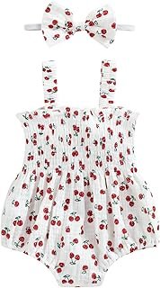 Bingqiling Newborn Infant Baby Girl Summer Outfits Sleeveless Romper Bows and Headbands Girls Clothes Jumpsuit