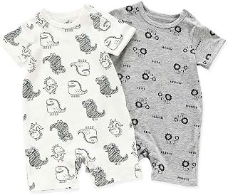 Sponsored Ad - Zanie Kids Baby Boy Rompers Short Sleeve Snap Toddler Summer Cotton Clothes 2-Pack