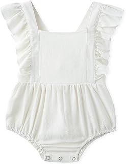 Simplee kids Baby Girls Linen Handmade Jumpsuit Summer short Sleeve Jumpsuit Newborn Baby