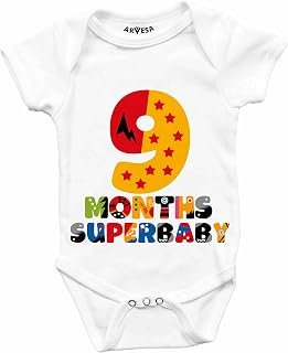 ARVESA Monthly Birthday Milestone Special Unisex Baby Romper Onesies Dress Half Sleeve Envelope Neck