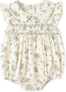 Simplee kids Baby Girls Romper Floral Print Summer Onesie Puff Sleeve Button Baby Girl Onesie