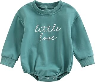 KOSUSANILL Baby Girl Boy Oversized Sweatshirt Romper Newborn Infant Long Sleeve Bubble Sweater Pullover Valentines Day Outfit