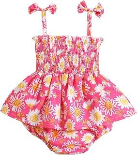 Sponsored Ad - mlpeerw Newborn Baby Girl Floral Sleeveless Romper Dress Summer Clothes Infant Outfit