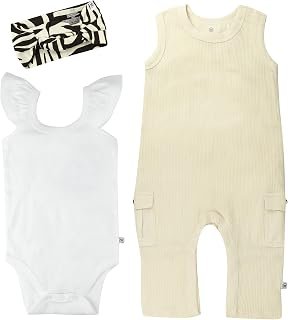 HonestBaby unisex-baby Romper Coverall Sets One-Piece Jumpsuit Organic Cotton for Infant Baby Boys, Girls, Unisex