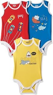 Sponsored Ad - Amazon Brand - Jam & Honey Baby Boys Romper Pack of 3 Soft Cotton Breathable Interlock Fabric