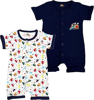Kidbee Baby Cotton Hosiery Bodysuit/Romper/Dungaree Knee Length for Baby Boys And Baby Girls (Pack of 2)