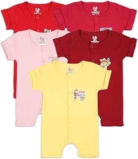TiniBerry Baby Half Sleeve Cotton Sleepsuits/Romper/Bodysuit/Onesies for Baby Boys and Baby Girls (Set of 5)
