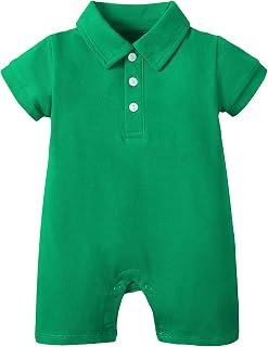 DEFAHN Baby Boy Polo Romper Short Sleeve Solid Bodysuit Jumpsuit Collared Onsies Pique Infant One-Piece Outfit