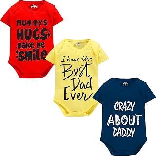 Kidbee Bodysuits 100% Cotton Rompers Sleepsuits Jumpsuit Night Suits for Infants Newborn Baby Boys & Girls Pack of 3