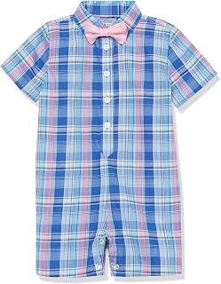 IZOD baby-boys Short Sleeve Collared Button Down Shirt Romper With Bow-tieRompers