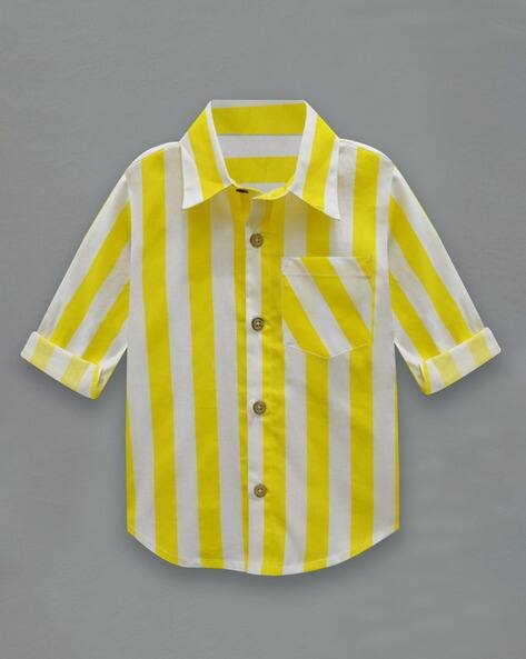 A.T.U.N All Things Uber Nice Boys Striped Regular Fit Shirt with Patch Pocket
