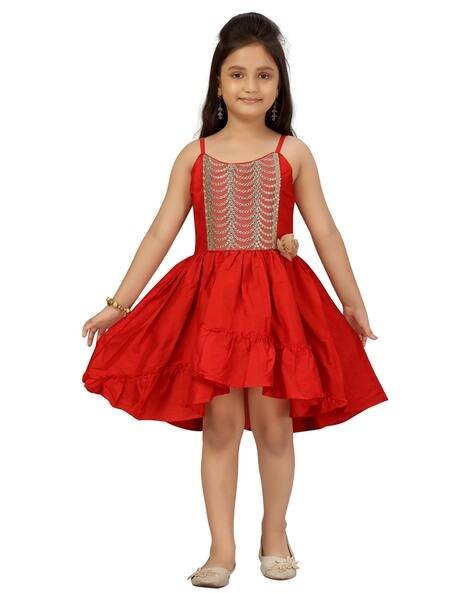 AARIKA GIRLS ETHNIC Embellished Scoop-Neck Frock