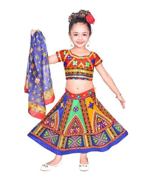 AHHAAAA Embroidered Round-Neck Lehenga Set