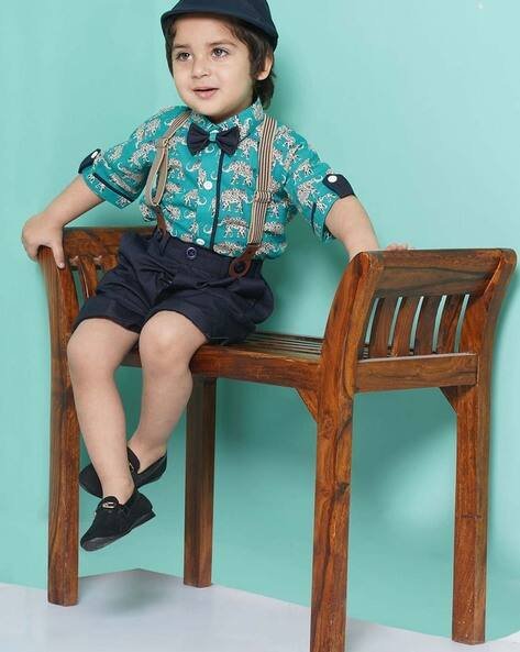 AJ DEZINES Elephant Printed 5-Piece Suit Set