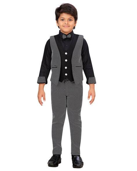 AJ DEZINES Checked Cotton Suit Sets with Bow Tie