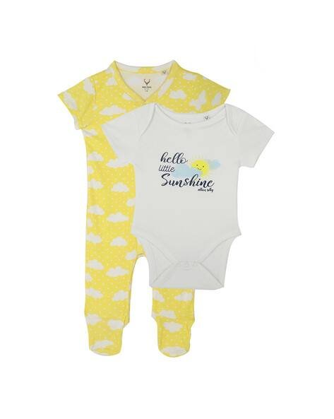 ALLEN SOLLY Graphic Print Sleepsuit & Onesie Set