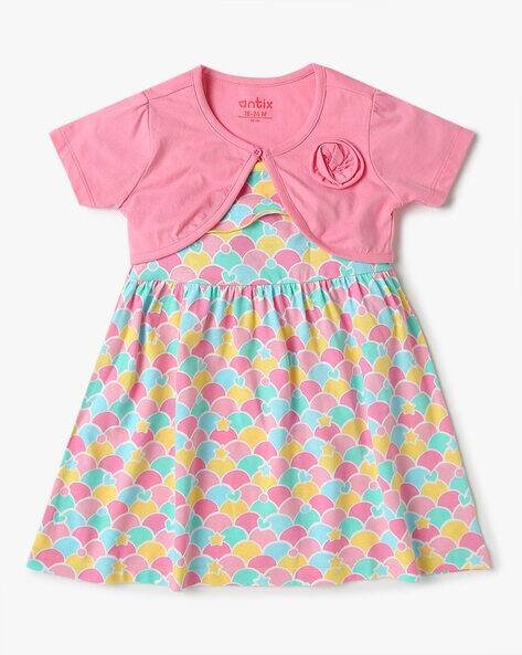 ANTIX Printed A-Line Dress with Shrug