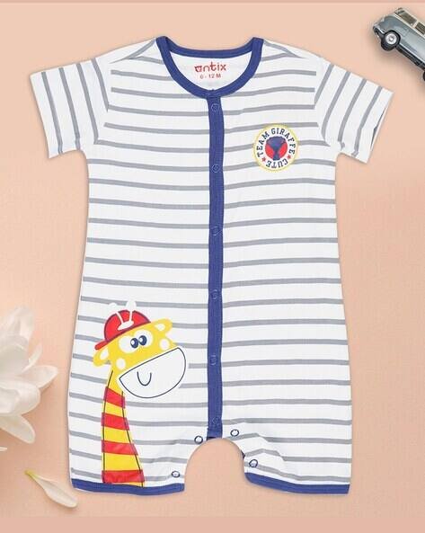 ANTIX Striped Round-Neck Rompers