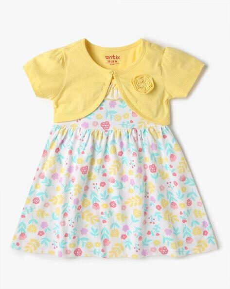 ANTIX Floral Print A-Line Dress with Shrug