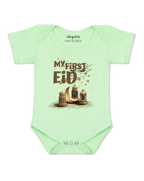 ARVESA Typographic Print Onesies with Snap-Button Closure