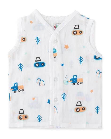 BABY'S PRIDE Cartoon Print V-Neck Jhabla